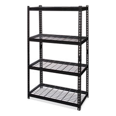 Iron Horse 2300 Wire Deck Shelving, Four-Shelf, 36w x 18d x 60h, Black, Ships in 4-6 Business Days