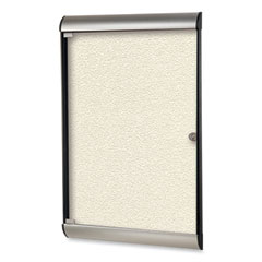 Silhouette 1 Door Enclosed Ivory Vinyl Bulletin Board w/Satin/Black Aluminum Frame, 27.75x42.13, Ships in 7-10 Business Days