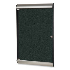 Silhouette 1 Door Enclosed Ebony Vinyl Bulletin Board w/Satin/Black Aluminum Frame, 27.75x42.13, Ships in 7-10 Business Days