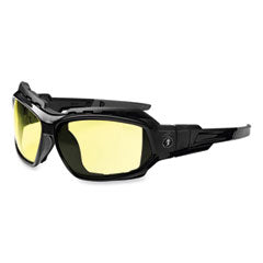 Skullerz Loki Safety Glasses/Goggles, Black Nylon Impact Frame, Yellow Polycarbonate Lens, Ships in 1-3 Business Days