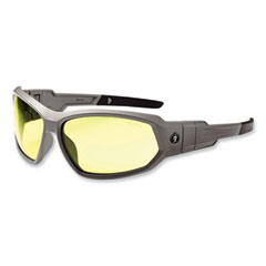 Skullerz Loki Safety Glasses/Goggles, Matte Gray Nylon Impact Frame, Yellow Polycarbonate Lens, Ships in 1-3 Business Days