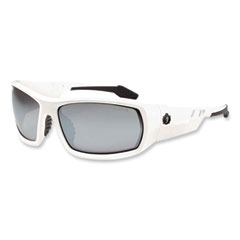 Skullerz Odin Safety Glasses, White Nylon Impact Frame, Silver Mirror Polycarbonate Lens, Ships in 1-3 Business Days