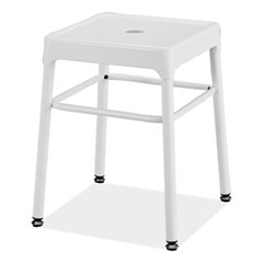 Steel GuestBistro Stool, Backless, Supports Up to 250 lb, 18" Seat Height, White Seat, White Base, Ships in 1-3 Business Days