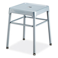 Steel GuestBistro Stool, Backless, Supports Up to 250 lb, 18" High Silver Seat, Silver Base, Ships in 1-3 Business Days