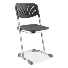 6600 Series Elephant Z-Stool With Backrest, Supports 500 lb, 18" Seat Ht, Black Seat/Back, Chrome Frame,Ships in 1-3 Bus Days