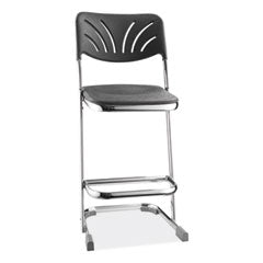 6600 Series Elephant Z-Stool With Backrest, Supports 500 lb, 24" Seat Ht, Black Seat/Back, Chrome Frame,Ships in 1-3 Bus Days