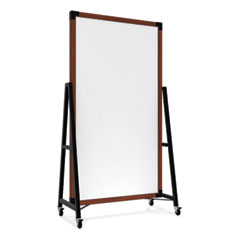 Prest Mobile Magnetic Whiteboard, 40.5 x 73.75, White Surface, Caramel Oak Wood Frame, Ships in 7-10 Business Days