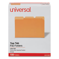 Deluxe Colored Top Tab File Folders, 1/3-Cut Tabs: Assorted, Letter Size, Orange/Light Orange, 100/Box