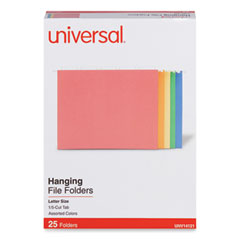 Deluxe Bright Color Hanging File Folders, Letter Size, 1/5-Cut Tabs, Assorted Colors, 25/Box