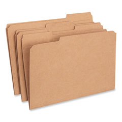 Reinforced Kraft Top Tab File Folders, 1/3-Cut Tabs: Assorted, Legal Size, 0.75" Expansion, Brown, 100/Box