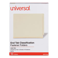 Six-Section Manila End Tab Classification Folders, 2" Expansion, 2 Dividers, 6 Fasteners, Letter Size, Manila, 10/Box