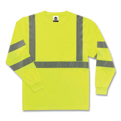 GloWear 8391 Class 3 Hi-Vis Long Sleeve Shirt, Polyester, Lime, 2X-Large, Ships in 1-3 Business Days