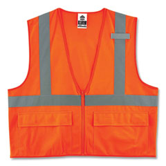 GloWear 8225Z Class 2 Standard Solid Vest, Polyester, Orange, 4X-Large/5X-Large, Ships in 1-3 Business Days