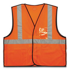 GloWear 8216BA Class 2 Breakaway Mesh ID Holder Vest, Polyester, Large/X-Large, Orange, Ships in 1-3 Business Days