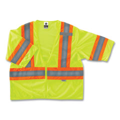 GloWear 8330Z Class 3 Two-Tone Zipper Vest, Polyester, 2X-Large/3X-Large, Lime, Ships in 1-3 Business Days