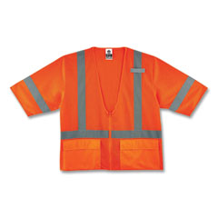 GloWear 8320Z Class 3 Standard Zipper Vest, Polyester, 4X-Large/5X-Large, Orange, Ships in 1-3 Business Days