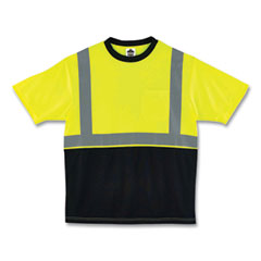 GloWear 8289BK Class 2 Hi-Vis T-Shirt with Black Bottom, 2X-Large, Lime, Ships in 1-3 Business Days