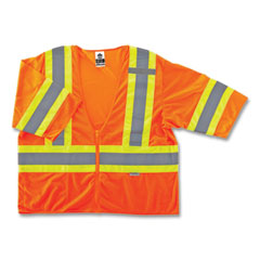 GloWear 8330Z Class 3 Two-Tone Zipper Vest, Polyester, 2X-Large/3X-Large, Orange, Ships in 1-3 Business Days