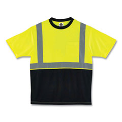 GloWear 8289BK Class 2 Hi-Vis T-Shirt with Black Bottom, 4X-Large, Lime, Ships in 1-3 Business Days