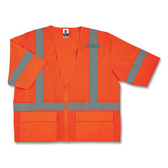 GloWear 8320Z Class 3 Standard Zipper Vest, Polyester, Small/Medium, Orange, Ships in 1-3 Business Days