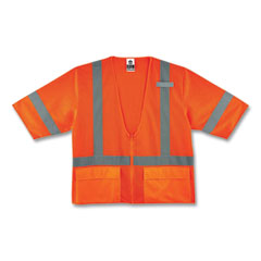 GloWear 8320Z Class 3 Standard Zipper Vest, Polyester, Largel/X-Large, Orange, Ships in 1-3 Business Days