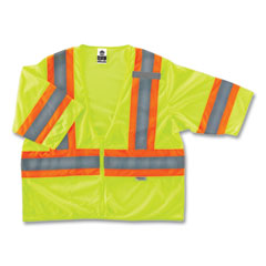 GloWear 8330Z Class 3 Two-Tone Zipper Vest, Polyester, 4X-Large/5X-Large, Lime, Ships in 1-3 Business Days