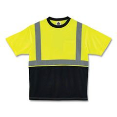 GloWear 8289BK Class 2 Hi-Vis T-Shirt with Black Bottom, Medium, Lime, Ships in 1-3 Business Days