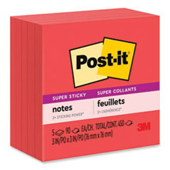 Self-Stick Notes, 3" x 3", Saffron Red, 90 Sheets/Pad, 5 Pads/Pack