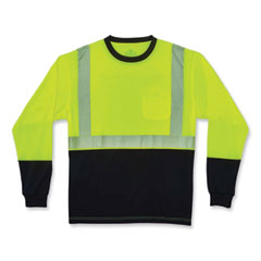 GloWear 8281BK Class 2 Long Sleeve Shirt with Black Bottom, Polyester, 4X-Large, Lime, Ships in 1-3 Business Days