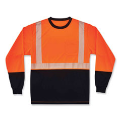 GloWear 8281BK Class 2 Long Sleeve Shirt with Black Bottom, Polyester, Medium, Orange, Ships in 1-3 Business Days