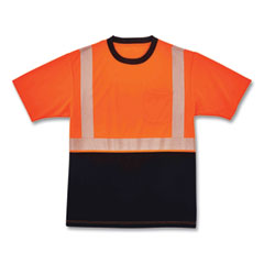 GloWear 8280BK Class 2 Performance T-Shirt with Black Bottom, Polyester, 4X-Large, Orange, Ships in 1-3 Business Days