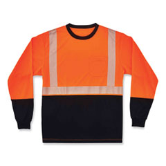 GloWear 8281BK Class 2 Long Sleeve Shirt with Black Bottom, Polyester, X-Large, Orange, Ships in 1-3 Business Days