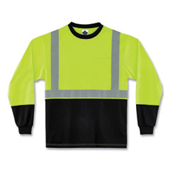 GloWear 8291BK Type R Class 2 Black Front Long Sleeve T-Shirt, Polyester, 5X-Large, Lime, Ships in 1-3 Business Days