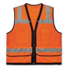 GloWear 8253HDZ Class 2 Heavy-Duty Mesh Surveyors Vest, Polyester, 2X-Large/3X-Large, Orange, Ships in 1-3 Business Days