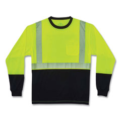 GloWear 8281BK Class 2 Long Sleeve Shirt with Black Bottom, Polyester, Large, Lime, Ships in 1-3 Business Days