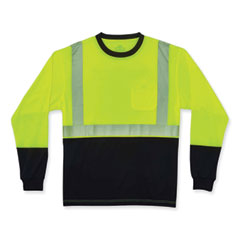 GloWear 8281BK Class 2 Long Sleeve Shirt with Black Bottom, Polyester, Small, Lime, Ships in 1-3 Business Days