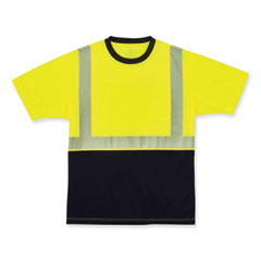 GloWear 8280BK Class 2 Performance T-Shirt with Black Bottom, Polyester, X-Large, Lime, Ships in 1-3 Business Days