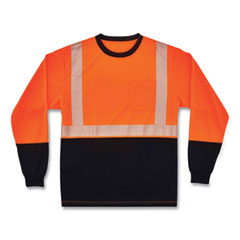 GloWear 8281BK Class 2 Long Sleeve Shirt with Black Bottom, Polyester, Small, Orange, Ships in 1-3 Business Days