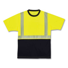 GloWear 8280BK Class 2 Performance T-Shirt with Black Bottom, Polyester, 5X-Large, Lime, Ships in 1-3 Business Days