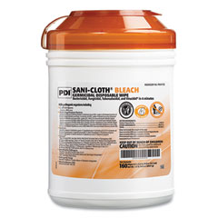 Sani-Cloth Bleach Germicidal Disposable Wipes, 1-Ply, 7.5 x 15, Unscented, White, 160/Canister, 12 Canisters/Carton