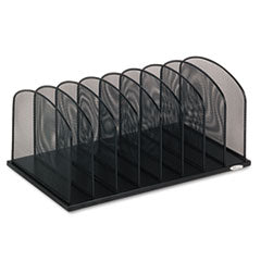 Onyx Mesh Desk Organizer with Upright Sections, 8 Sections, Letter to Legal Size Files, 19.5" x 11.5" x 8.25", Black