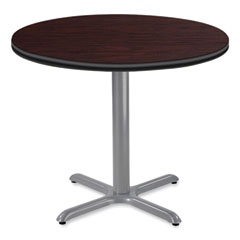 Cafe Table, 36" Diameter x 30h, Round Top/X-Base, Mahogany Top, Gray Base, Ships in 7-10 Business Days