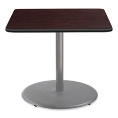 Cafe Table, 36w x 36d x 30h, Square Top/Round Base, Mahogany Top, Gray Base, Ships in 7-10 Business Days