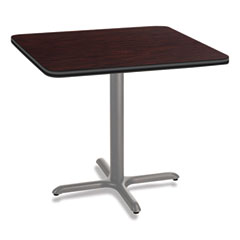 Cafe Table, 36w x 36d x 30h, Square Top/X-Base, Mahogany Top, Gray Base, Ships in 7-10 Business Days