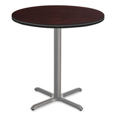 Cafe Table, 36" Diameter x 36h, Round Top/X-Base, Mahogany Top, Gray Base, Ships in 7-10 Business Days