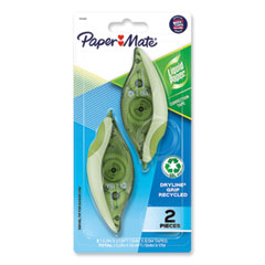 DryLine Grip Correction Tape, Recycled Dispenser, Green/White Applicator, 0.2" x 335", 2/Pack