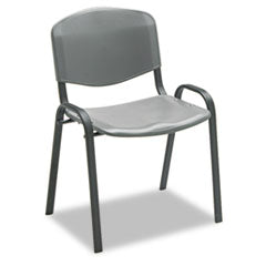 Stacking Chair, Supports Up to 250 lb, 18" Seat Height, Charcoal Seat, Charcoal Back, Black Base, 4/Carton