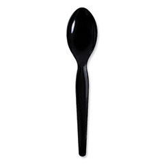 Heavyweight Wrapped Polystyrene Cutlery, Teaspoon, Black, 1,000/Carton