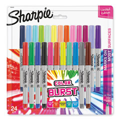 Ultra Fine Tip Permanent Marker, Ultra-Fine Needle Tip, Assorted Classic and Limited Edition Color Burst Colors, 24/Pack