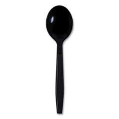 Heavyweight Wrapped Polypropylene Cutlery, Soup Spoon, Black, 1,000/Carton